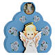 Schutzengel-Medaillon für Kinderbett, blau, Blütenform, mit Schleife s2