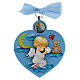 Schutzengel-Medaillon für Kinderbett, blau, Herzform, mit Schleife s1