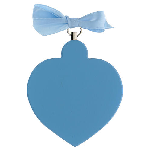 Coração medalhão de berço azul com laço de fita 3