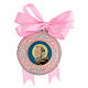 Medallón para cuna niña San Pío Pietrelcina rosa s1