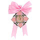 Pink medal for girl's cradle, enamelled angel s1