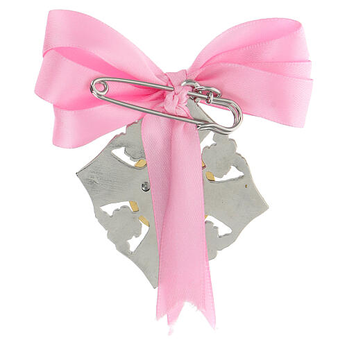 Medalhão de berço Virgem com Menino cor-de-rosa para menina 2