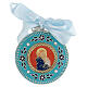 Turquoise crib medal with Virgin and Child s1