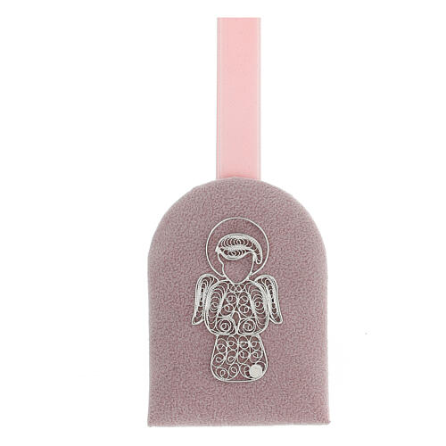 Pink guardian angel crib medal in 800 silver 1
