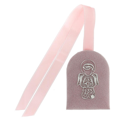 Pink guardian angel crib medal in 800 silver 2
