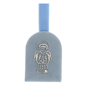 800 silver angel crib medal blue