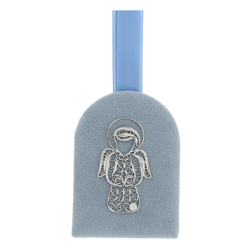 800 silver angel crib medal blue 1