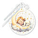 Médaille pour lit enfant en bois, enfant endormi sur demi-lune, 15x10 cm s1