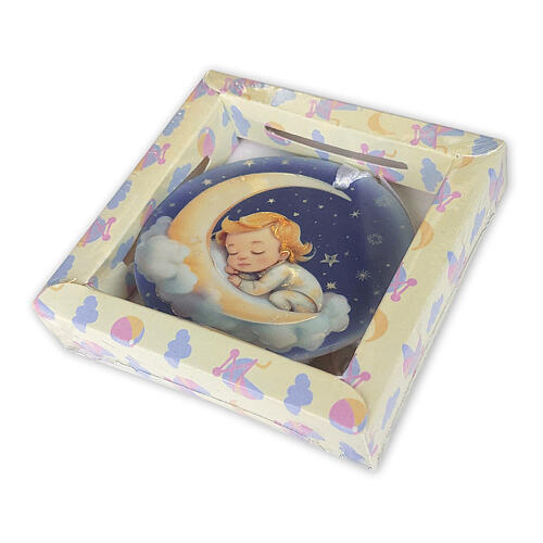 Baptism resin decorations with baby and moon 7 cm 2