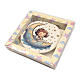 Round baby crib medal with white background, little girl praying, 7 cm s2