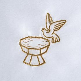 Túnicas e Velas para Batizado: Túnica batismo cetim pomba pia batismal