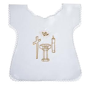 Túnicas e Velas para Batizado: Túnica batismo cetim cruz pomba círio pia