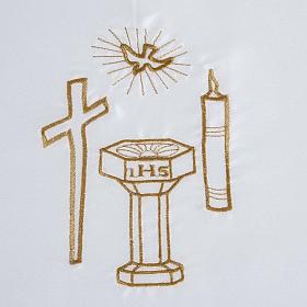 Túnicas e Velas para Batizado: Túnica batismo cetim cruz pomba círio pia