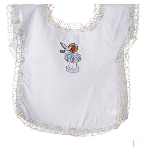 Christening dress with dove, flame and water symbols 4