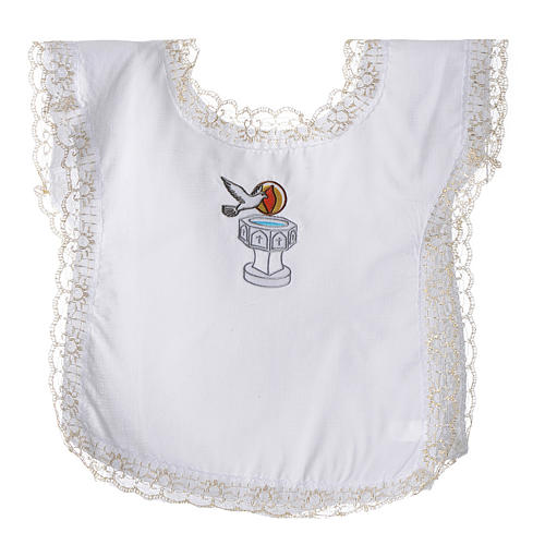 Christening dress with dove, flame and water symbols 1