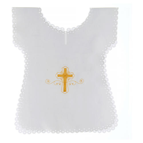 Baptism gown in satin with golden cross 38X31 cm 1