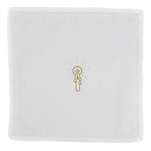 Handkerchiefs for Baptism, set of 10, white cotton blend with embroidery 3