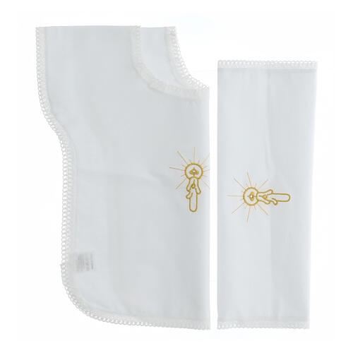 Conjunto para batismo túnica e lenço 10 peças algodão misto branco com strass 4