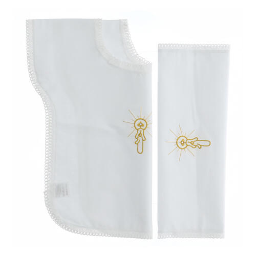 Baptism set bib and handkerchief 10 pcs in white cotton blend with rhinestones 4