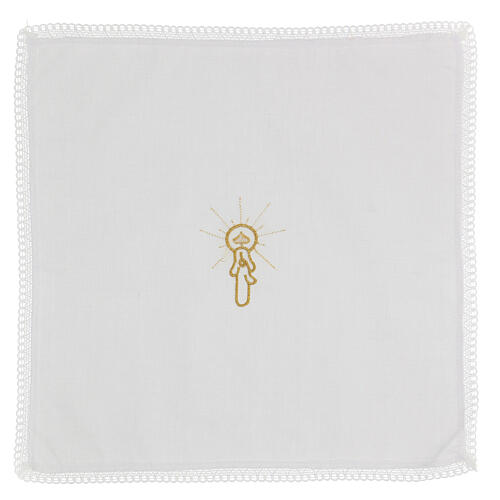 Baptism set with white cotton blend bib and handkerchief 10 pcs 6