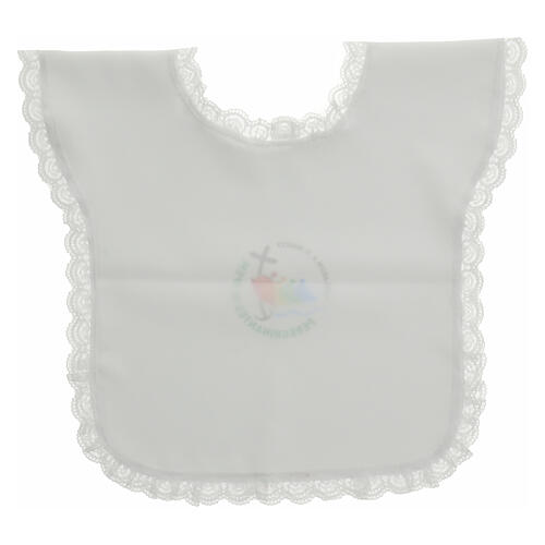 Baptismal gown with Jubilee 2025 logo, white lace 3