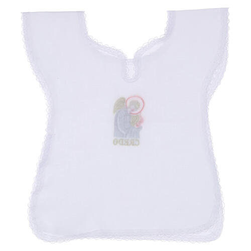 Aube pour baptême en lin mélangé broderie ange 3