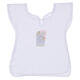 Mixed linen baptism dress embroidered with angel s3