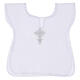 Baptismal shirt in linen blend with grey and gold cross embroidery s3
