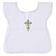 Baptismal dress in linen-cotton blend, gray-gold cross embroidery s1