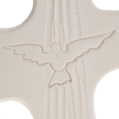 Croce Cresima Spirito Santo argilla bianco oro 15 cm 3