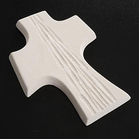 Croce Cresima stilizzata bianca oro argilla 15 cm s4