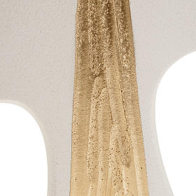 Cruz Crisma estilizada branca ouro argila 15 cm