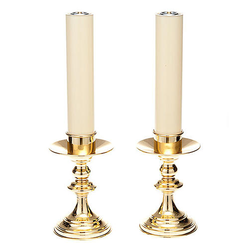 Paar Kerzenhalter Altar glaenzende Messing 1