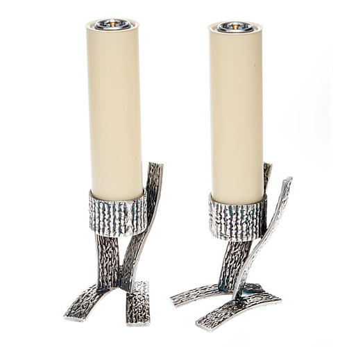 Paar Kerzenhalter Altar Silber 1