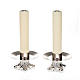 Pair of altar candle holders, silvered brass s1
