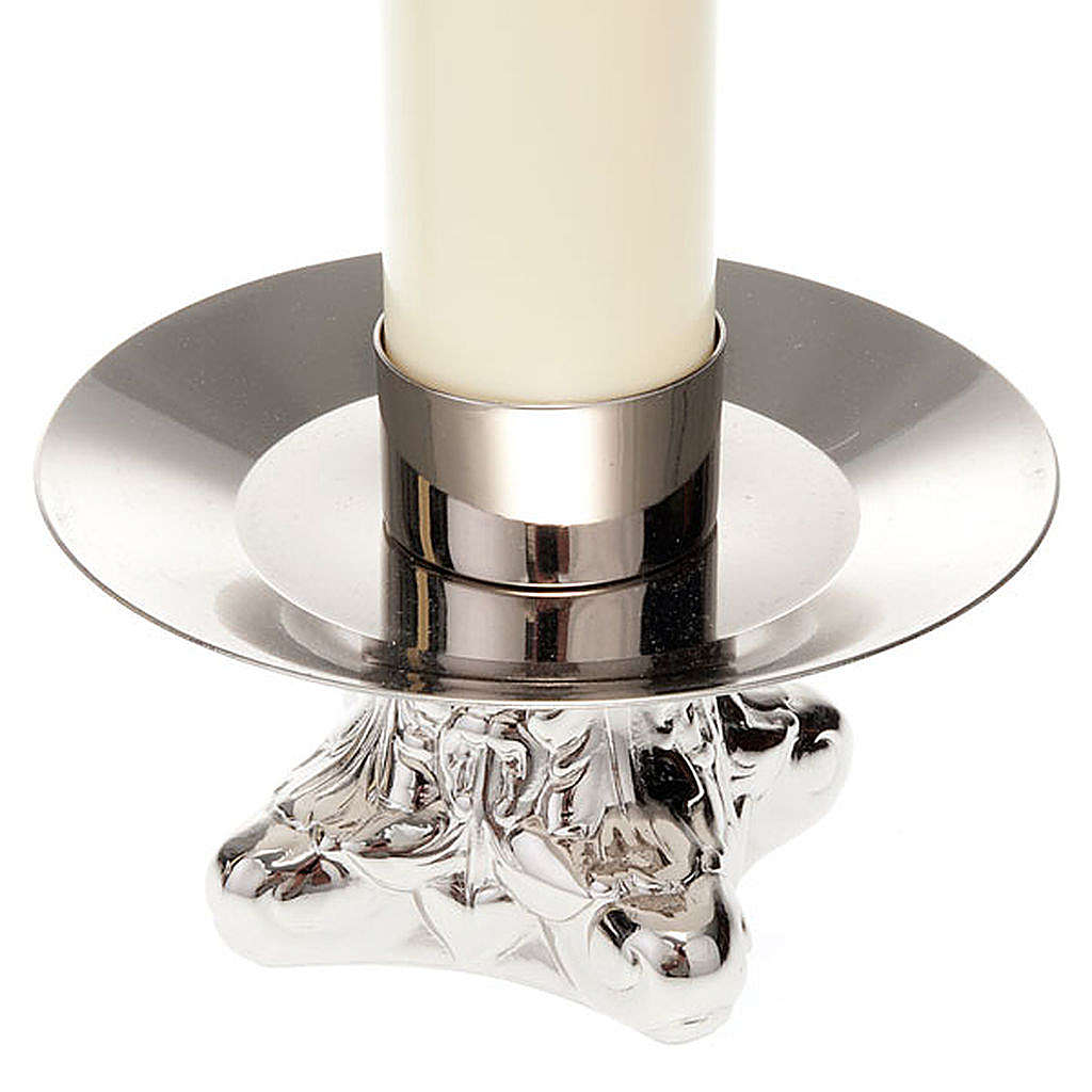 pair of altar candle holders, silvered brass online sales on