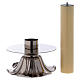 Pair of altar candle holders, silvered brass, petals s3