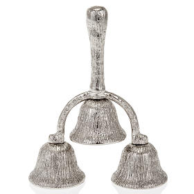 Church hand bell three-sound silver plated