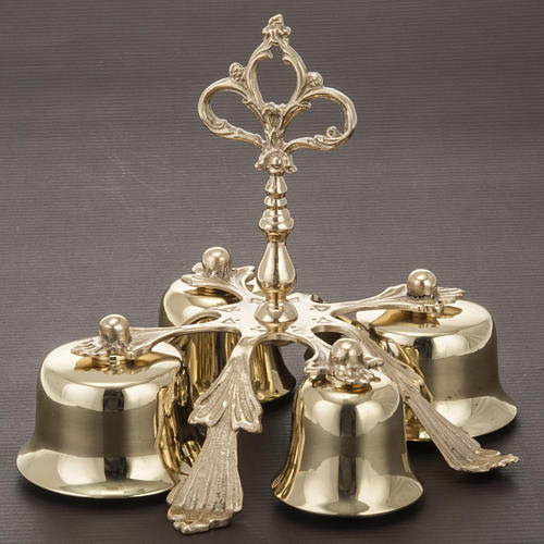 Campana litúrgica de cuatro sonidos decoración dorada 3