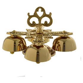 Liturgical bell with 4 sounds in gold-plated brass