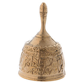 Old antique gold plated brass bell with the Evangelists
