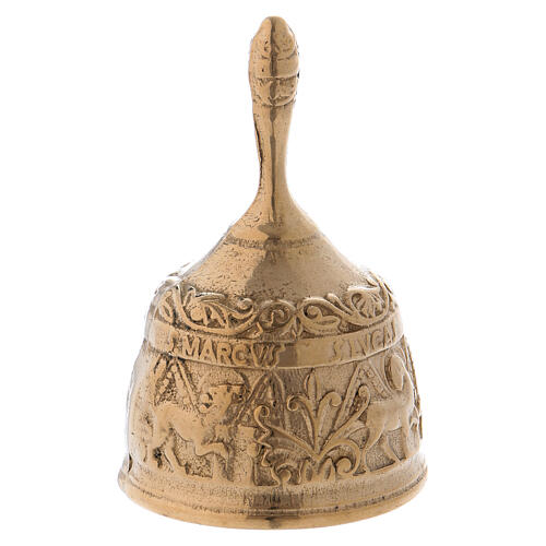Old antique gold plated brass bell with the Evangelists 3