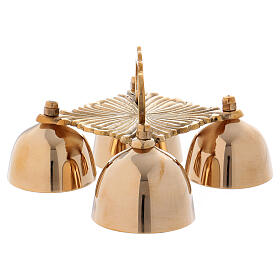 4 Chime Decorated Altar Bell In Golden Brass