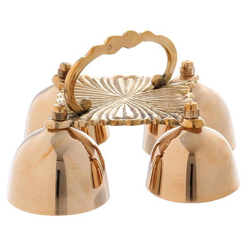 4 Chime Decorated Altar Bell In Golden Brass 1
