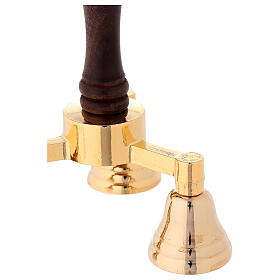 Gold-Plated Handbell, 3 Chime With Wooden Handle