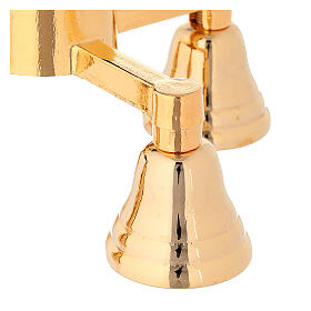 Golden Brass Bell, 4 Chime With a Wooden Handle.