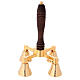 Golden Brass Bell, 4 Chime With a Wooden Handle. s1
