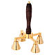 Golden Brass Bell, 4 Chime With a Wooden Handle. s3