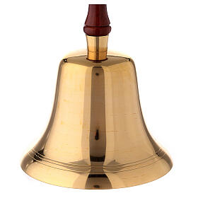 Dzwonek mosiężny z drewnianą rączką, h 26 cm