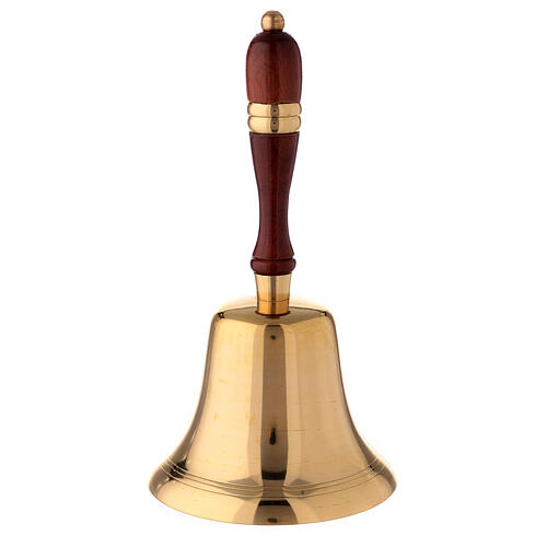 Brass Altar Bell With Wooden Handle 10 1/4 in 1